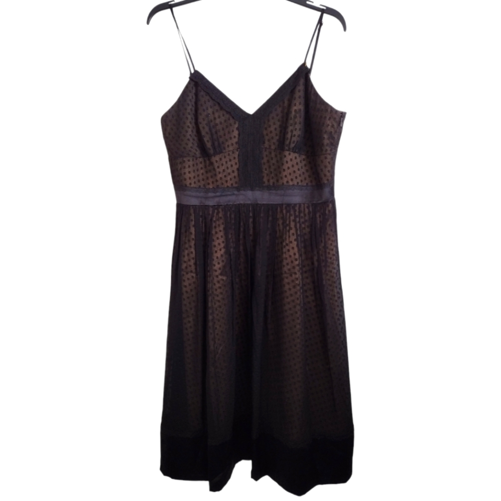 Laundry by Shelli Segal black silk polyester polka dot cocktail dress size 12 - Picture 1 of 10